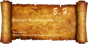 Beron Hieronima névjegykártya